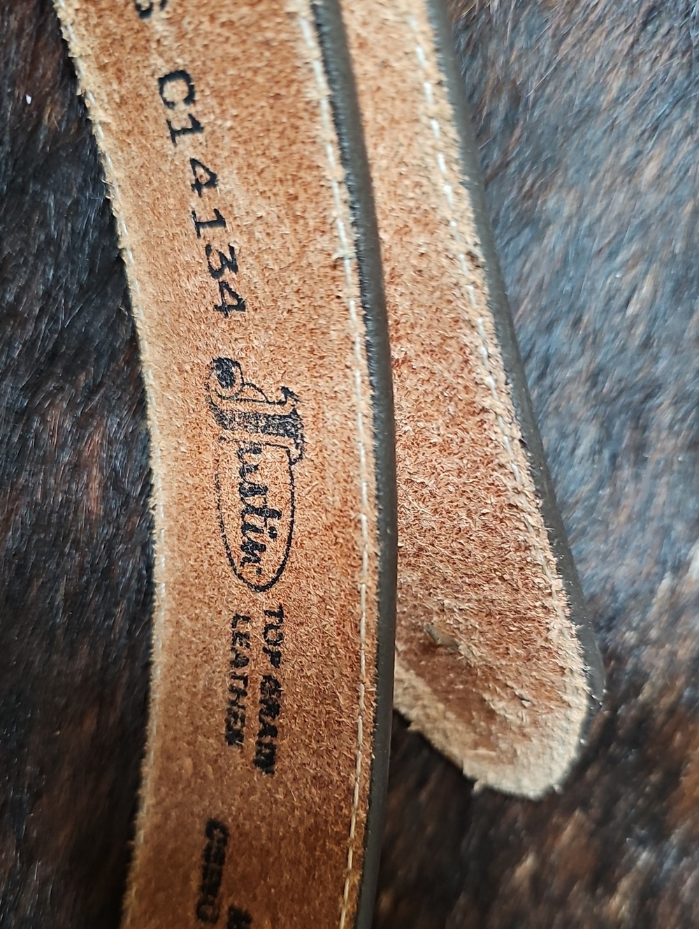 Justin Boots Tan Tooled Leather Belt with Turquoise & Red Accents - Picture 2 of 3